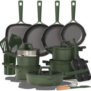 CAROTE 31PCS Pots and Pans Set, Nonstick Cookware Set Kitchen Non Stick Induction Titanium Cookware Non-toxic Granite Cooking set, PFOA Free