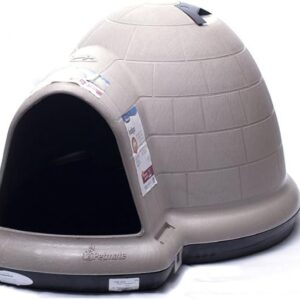 Petmate Large Dog House Outdoor Weatherproof - Indigo Igloo Dog House, Made in USA, for Large Dogs 50 to 90 pounds, TAUPE/BLACK