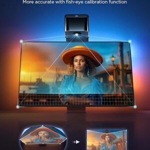 Govee TV Backlight 3 Lite with Fish-Eye Correction Function Sync to 75-85 Inch TVs, 16.4ft RGBICW Wi-Fi LED Strip Lights with Camera, 4 Colors in 1 Lamp Bead, Voice and APP Control, Adapter