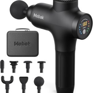 Mebak 3 Massage Gun, Massage Gun Deep Tissue for Athletes, Professional Muscle Percussion Massager, Massager for Shoulder Leg Back Body Pain Relief, Quiet Portable Sport Tool, Gifts for Him