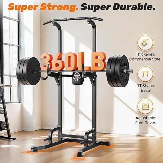 Sportsroyals Power Tower Pull Up Bar Station, 450LBS Stable Pull Up Dip Station for Home Gym Strength Training Equipment | FED Fitness - Image 4