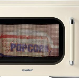 COMFEE' Retro Microwave Oven, Small Microwave with 6 Auto Menus, 0.9 cu.ft Countertop Compact Microwave with Multi-stage Cooking, Mute Function, LED digital, Apricot/900W, CMO-MMP02AA(AT)