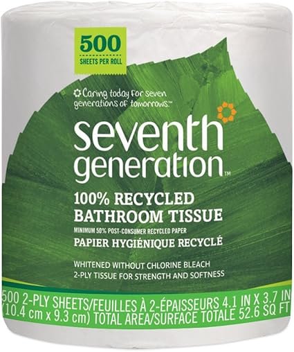 Seventh Generation White Toilet Paper 2-ply 100% Recycled Paper, 500 sheets, Pack of 60 - Image 2