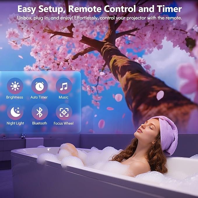 Rossetta 3D Projector, 60 Themes HD 3D Galaxy Projector with Bluetooth Speaker & Remote, 1H/2H Timer, Night Light for Bedroom, Home Decor, Party, Birthday & Christmas Gifts for Adults, Girls, Boys - Image 4