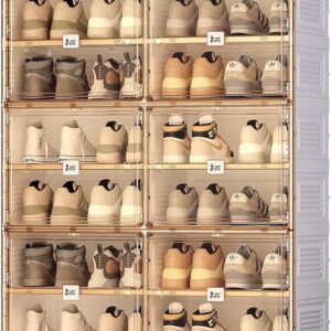 ANTBOX Portable Shoe Rack Organizer for Closet Entryway, Stackable Sneaker Storage Shoe Cabinet with Magnetic Clear Door, Large Plastic Storage containers Bins with Lids 10 Tiers 40 Pairs
