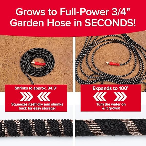 Pocket Hose 100 FT Copper Head Expandable Garden Hose with Pocket Pivot, No Tangles, AS SEEN ON TV, 360° Swivel, Tri-Tex Tubing, Force Field Jacket, Lead-Free, No-Kink, Anti-Burst w/APT - Image 4