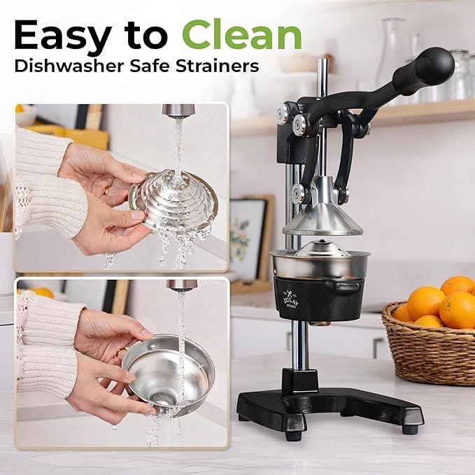 Zulay Kitchen Cast Iron Juicer - Easy-to-Clean Heavy-Duty Manual Juicer, Professional Citrus Juicer - Stainless Steel Lemon Squeezer - Manual Citrus Press & Orange Squeezer - Orange Juicer (Black) - Image 2